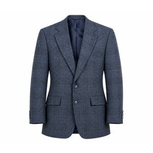 Strathmore by Richman wool 42R Blue‎ Grey Plaid Blazer Sport Coat Office preppy